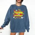 Teaching Is My Superpower Retro Comic Teacher Comfort Colors Sweatshirt Denim Teaching Is My Superpower Retro Comic Teacher Comfort Colors Sweatshirt Denim