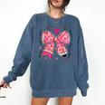 Teaching Is A Work Of Heart Pencil Bow Teacher Valentine Comfort Colors Sweatshirt Denim