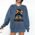 Thanksgiving Shirt Teacher Women Messy Bun Thankful Teacher Comfort Colors Sweatshirt Denim Thanksgiving Shirt Teacher Women Messy Bun Thankful Teacher Comfort Colors Sweatshirt Denim