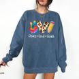 Tie Dye Hippie Peace Love Teach Teacher Appreciation Comfort Colors Sweatshirt Denim