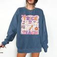 Trick Or Teach Retro Halloween Teacher Look Comfort Colors Sweatshirt Denim