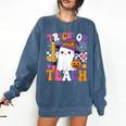 Trick Or Teach Teacher Pencil Ghost Halloween Teacher Comfort Colors Sweatshirt Denim Trick Or Teach Teacher Pencil Ghost Halloween Teacher Comfort Colors Sweatshirt Denim