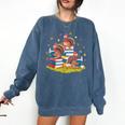 Turkey Reading Books Fall Season Thanksgiving Teacher Book Comfort Colors Sweatshirt Denim Turkey Reading Books Fall Season Thanksgiving Teacher Book Comfort Colors Sweatshirt Denim