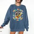 Weird Teachers Build Character Raccoon Colourful Floral Comfort Colors Sweatshirt Denim