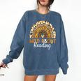 Wild About Reading Teacher Back To School Leopard Rainbow Comfort Colors Sweatshirt Denim