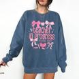 Women Teacher In Progress Coquette Pink Bow Future Teacher Comfort Colors Sweatshirt Denim Women Teacher In Progress Coquette Pink Bow Future Teacher Comfort Colors Sweatshirt Denim