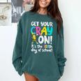 100th Day Of School Get Your Cray On Teacher Comfort Colors Sweatshirt Blue Spruce