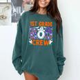 1st Grade Boo Crew First Grade Teacher Kids Happy Halloween Comfort Colors Sweatshirt Blue Spruce