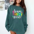 3rd Grade Team Pencil Teacher Student Back To School Girls Comfort Colors Sweatshirt Blue Spruce