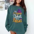 My 4th Grade Students Are a Treat Teacher Halloween Witch For Men Women Kids Comfort Colors Sweatshirt Blue Spruce My 4th Grade Students Are a Treat Teacher Halloween Witch For Men Women Kids Comfort Colors Sweatshirt Blue Spruce