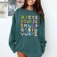 ABC Animals Alphabet Graphic Boys Girls Kindergarten Teacher Comfort Colors Sweatshirt Blue Spruce