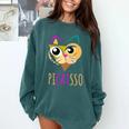 Abstract Cat Art Picatsso Shirt For Art Teachers Comfort Colors Sweatshirt Blue Spruce