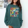 Alphabet Hi Back To School ABC Pre K Kindergarten Teacher Comfort Colors Sweatshirt Blue Spruce Alphabet Hi Back To School ABC Pre K Kindergarten Teacher Comfort Colors Sweatshirt Blue Spruce