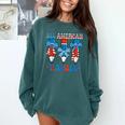 All American Teacher Pencil Coquette Bow USA Flag Teachers Comfort Colors Sweatshirt Blue Spruce