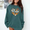 Art Teacher Heart Autumn Thanksgiving Kids Comfort Colors Sweatshirt Blue Spruce