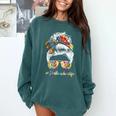 Art Teacher Life Messy Bun Back To School Art Teacher Comfort Colors Sweatshirt Blue Spruce