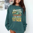 Back To School Dinosaur Social Studies Teacher Student Comfort Colors Sweatshirt Blue Spruce
