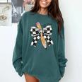 Back To School Hello Fifth Grade Teacher Coquette Pencil Bow Comfort Colors Sweatshirt Blue Spruce
