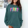 Back To School Neon Checkered First Grade Colorful Teacher Comfort Colors Sweatshirt Blue Spruce Back To School Neon Checkered First Grade Colorful Teacher Comfort Colors Sweatshirt Blue Spruce
