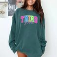 Back To School Neon Checkered Third Grade Colorful Teacher Comfort Colors Sweatshirt Blue Spruce Back To School Neon Checkered Third Grade Colorful Teacher Comfort Colors Sweatshirt Blue Spruce