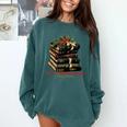 All Booked For Christmas Christmas Book Tree For Teacher For Men Women Kids Comfort Colors Sweatshirt Blue Spruce