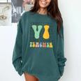 Braille Teacher Of The Visually Impaired Groovy VI Teacher Comfort Colors Sweatshirt Blue Spruce