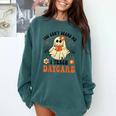 You Can't Scare Me I Teach Daycare Teacher Halloween Ghost Comfort Colors Sweatshirt Blue Spruce