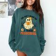 You Can't Scare Me I Teach Preschool Teacher Halloween Ghost Men Women Comfort Colors Sweatshirt Blue Spruce