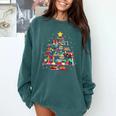 Christmas Library Tree Love Reading Books Nerd Teacher Comfort Colors Sweatshirt Blue Spruce