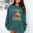 All The Cool Dragons Are Reading Dragon Teacher Comfort Colors Sweatshirt Blue Spruce