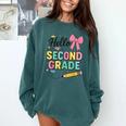 Cute Hello Second Grade Back To School Coquette Teacher Girl Comfort Colors Sweatshirt Blue Spruce Cute Hello Second Grade Back To School Coquette Teacher Girl Comfort Colors Sweatshirt Blue Spruce