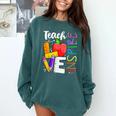 Cute Teach Love And Inspire Men Women Teacher Comfort Colors Sweatshirt Blue Spruce