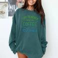 Disney This Teacher Runs On Coffee And Disney Gradient Logo Comfort Colors Sweatshirt Blue Spruce