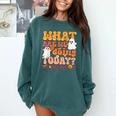 What Are We Doing Today Halloween PE Spooky Teacher Comfort Colors Sweatshirt Blue Spruce