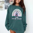 Early Headstart Cute Retro Rainbow Teachers Comfort Colors Sweatshirt Blue Spruce