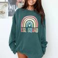 ESL Squad Teacher Crew Team Back To School English Rainbow Comfort Colors Sweatshirt Blue Spruce ESL Squad Teacher Crew Team Back To School English Rainbow Comfort Colors Sweatshirt Blue Spruce