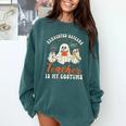Exhausted Daycare Teacher Is My Costume Halloween Ghost Fun For Men Women Comfort Colors Sweatshirt Blue Spruce Exhausted Daycare Teacher Is My Costume Halloween Ghost Fun For Men Women Comfort Colors Sweatshirt Blue Spruce