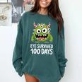 Eye Survived 100 Days Of School Monster Lover Teacher Kids Comfort Colors Sweatshirt Blue Spruce