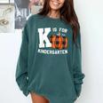 Fall Kindergarten Teacher K Is For Buffalo Plaid Pumpkin Comfort Colors Sweatshirt Blue Spruce