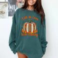 Fall In Love With Reading Pumpkin Autumn Librarians Teacher Comfort Colors Sweatshirt Blue Spruce