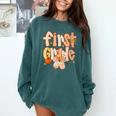 First Grade Fall Floral Coquette Bow Teachers Students Comfort Colors Sweatshirt Blue Spruce First Grade Fall Floral Coquette Bow Teachers Students Comfort Colors Sweatshirt Blue Spruce