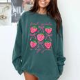 First Grade Is My Jam Strawberry First Grade Teacher Women Comfort Colors Sweatshirt Blue Spruce