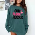 Our Flock Rocks Flamingo Mother's Day Teacher Comfort Colors Sweatshirt Blue Spruce Our Flock Rocks Flamingo Mother's Day Teacher Comfort Colors Sweatshirt Blue Spruce