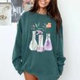 Flowers Test Tube Chemistry Student Science Teacher Women Comfort Colors Sweatshirt Blue Spruce