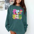Fri-Yay Happy Friday Weekend Teacher Back To School Comfort Colors Sweatshirt Blue Spruce