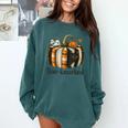Fun Fall Book Lover Cute Teacher Student Halloween Comfort Colors Sweatshirt Blue Spruce