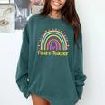Future Teacher Rainbow Comfort Colors Sweatshirt Blue Spruce