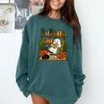 Ghost Library Reading Books Halloween Librarian Teacher Comfort Colors Sweatshirt Blue Spruce