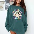 Groovy Retro Lets Learn Today Teacher Student Back To School Comfort Colors Sweatshirt Blue Spruce