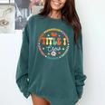 Groovy Title 1 Crew Cute Title 1 Reading Teacher Men Women Kids Comfort Colors Sweatshirt Blue Spruce